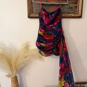 Runaway The Label Vibrant Floral Minidress with Train